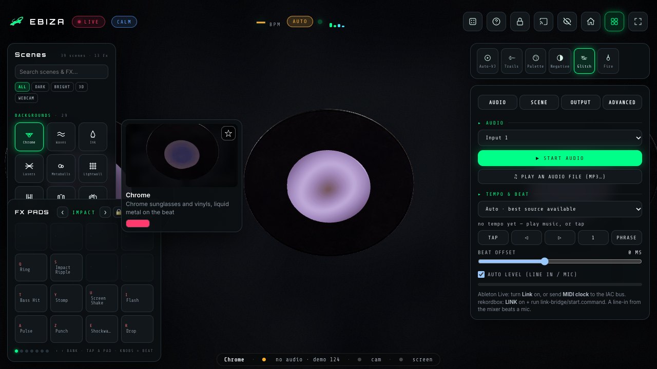 The dock of scenes in the app