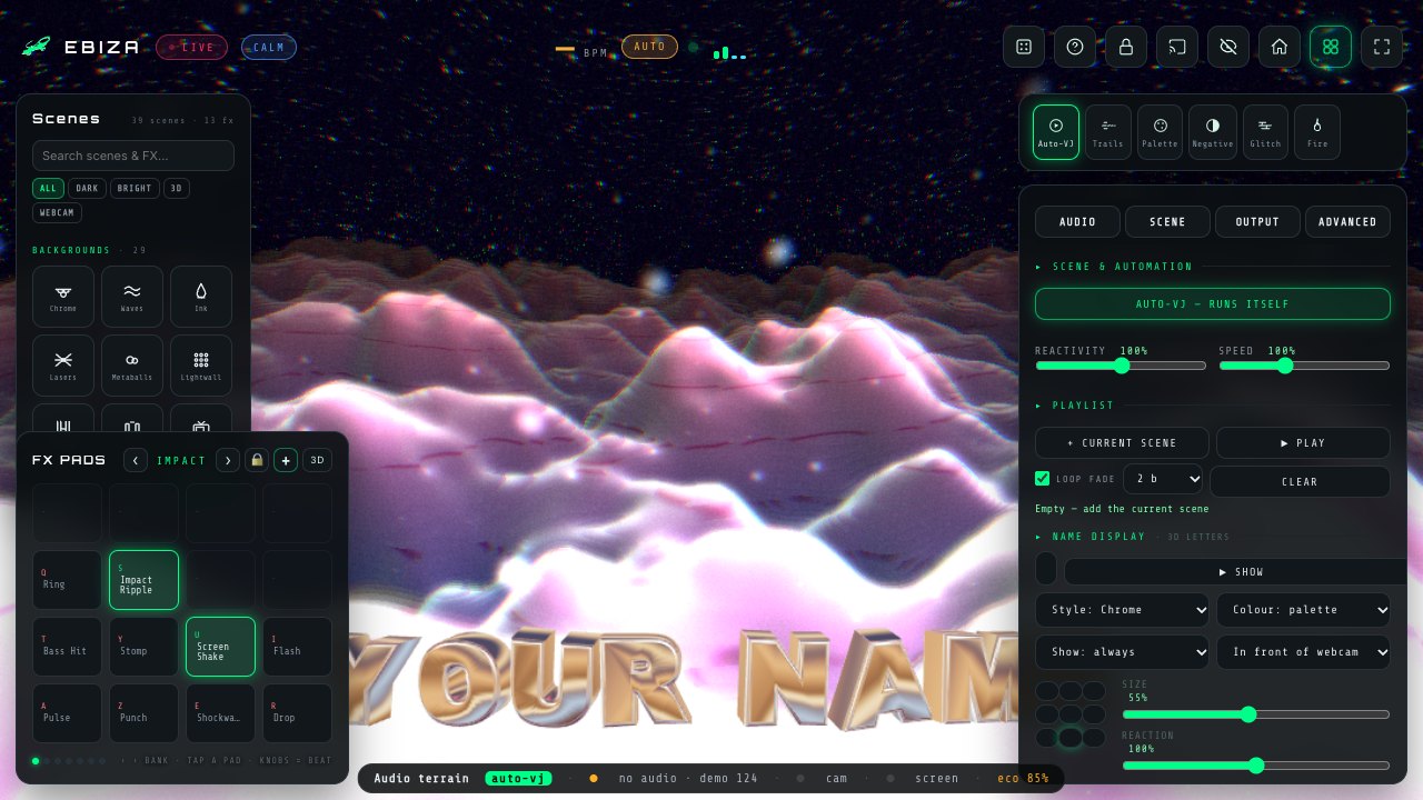 Auto-VJ running on the Waves scene