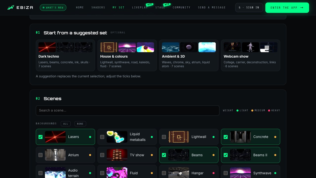 The My set page